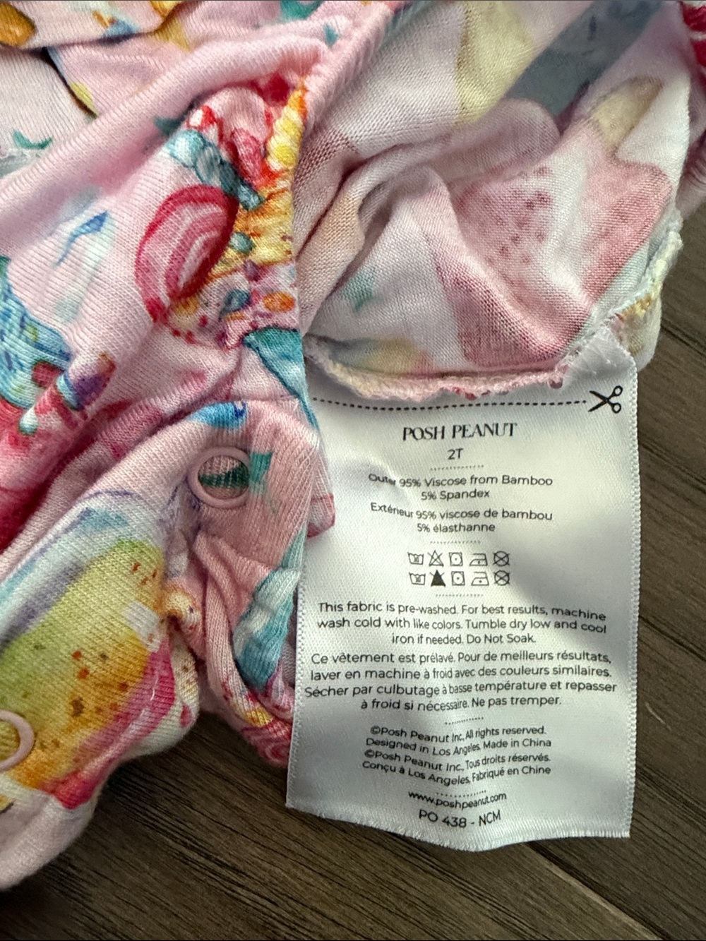 Posh Peanut bamboo Pink Ruffle romper with Pastel Ice Cream Print Priscilla - Picture 2 of 2